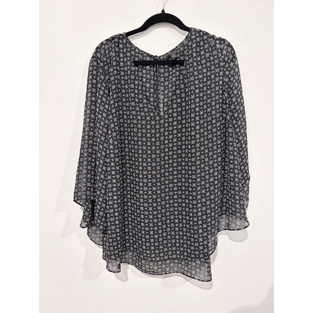 Worthington Woman Sheet Black White Too Blouse Size 3X Plus
